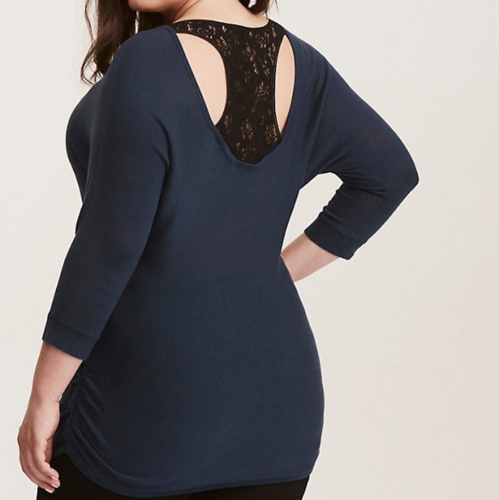 🆕Torrid | Lace Racerback Pullover Longline Blouse Size 00 Plus Size Wome